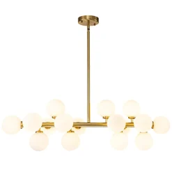 16-Light Milky White Glass Globe Linear Sputnik Chandelier
