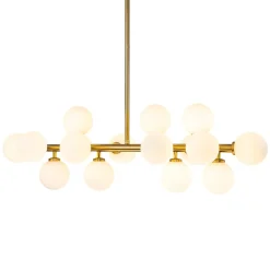 16-Light Milky White Glass Globe Linear Sputnik Chandelier