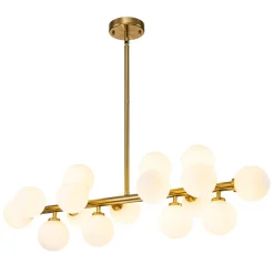 16-Light Milky White Glass Globe Linear Sputnik Chandelier