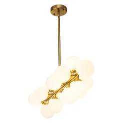 16-Light Milky White Glass Globe Linear Sputnik Chandelier