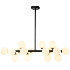 16-Light Milky White Glass Globe Linear Sputnik Chandelier