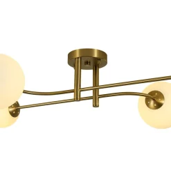4-Light Minimalist Linear Sputnik Opal Glass Globe Semi Flush