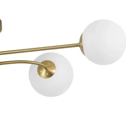 4-Light Minimalist Linear Sputnik Opal Glass Globe Semi Flush