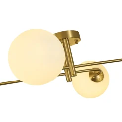 4-Light Minimalist Linear Sputnik Opal Glass Globe Semi Flush