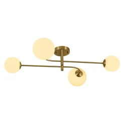4-Light Minimalist Linear Sputnik Opal Glass Globe Semi Flush