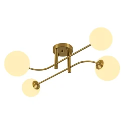 4-Light Minimalist Linear Sputnik Opal Glass Globe Semi Flush