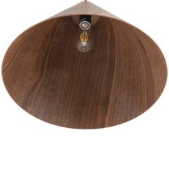 1-Light Modern Farmhouse Wood Grain Cone Kitchen Pendant
