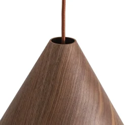 1-Light Modern Farmhouse Wood Grain Cone Kitchen Pendant