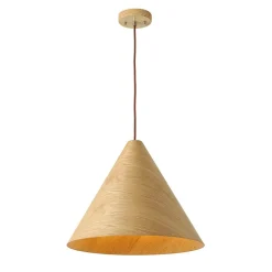 1-Light Modern Farmhouse Wood Grain Cone Kitchen Pendant