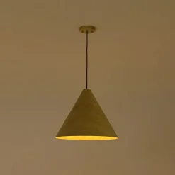 1-Light Modern Farmhouse Wood Grain Cone Kitchen Pendant