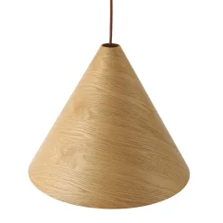 1-Light Modern Farmhouse Wood Grain Cone Kitchen Pendant