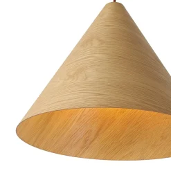 1-Light Modern Farmhouse Wood Grain Cone Kitchen Pendant