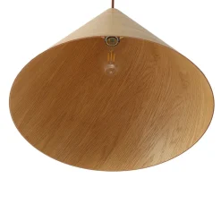 1-Light Modern Farmhouse Wood Grain Cone Kitchen Pendant
