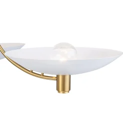 3-Light Modern Iron Brass White Saucer Semi Flush Mount