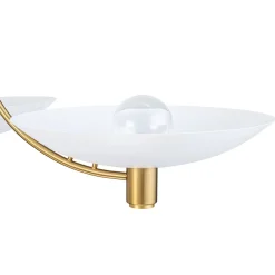 3-Light Modern Iron Brass White Saucer Semi Flush Mount