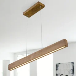 1-Light Modern Minimalist LED Wood Linear Chandelier