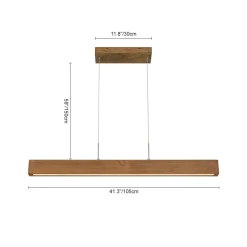 1-Light Modern Minimalist LED Wood Linear Chandelier