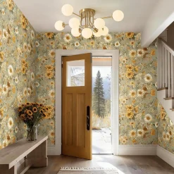 9-Light Opal Glass Bubble Sputnik Semi Flush Chandelier