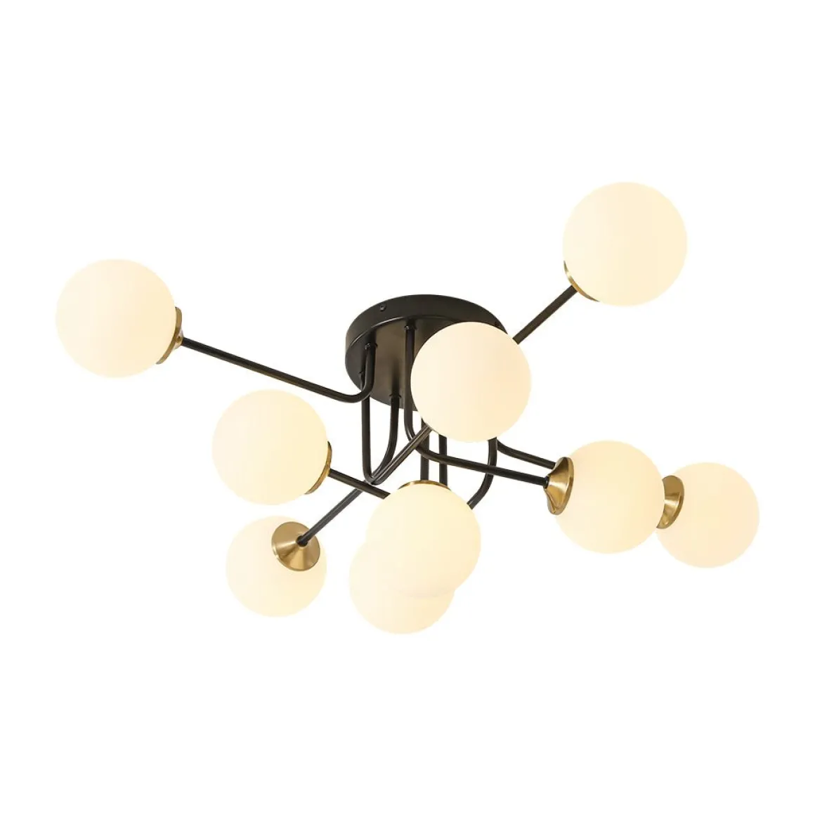 9-Light Opal Glass Bubble Sputnik Semi Flush Chandelier