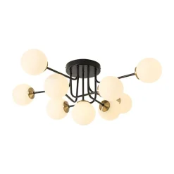 9-Light Opal Glass Bubble Sputnik Semi Flush Chandelier
