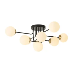 9-Light Opal Glass Bubble Sputnik Semi Flush Chandelier