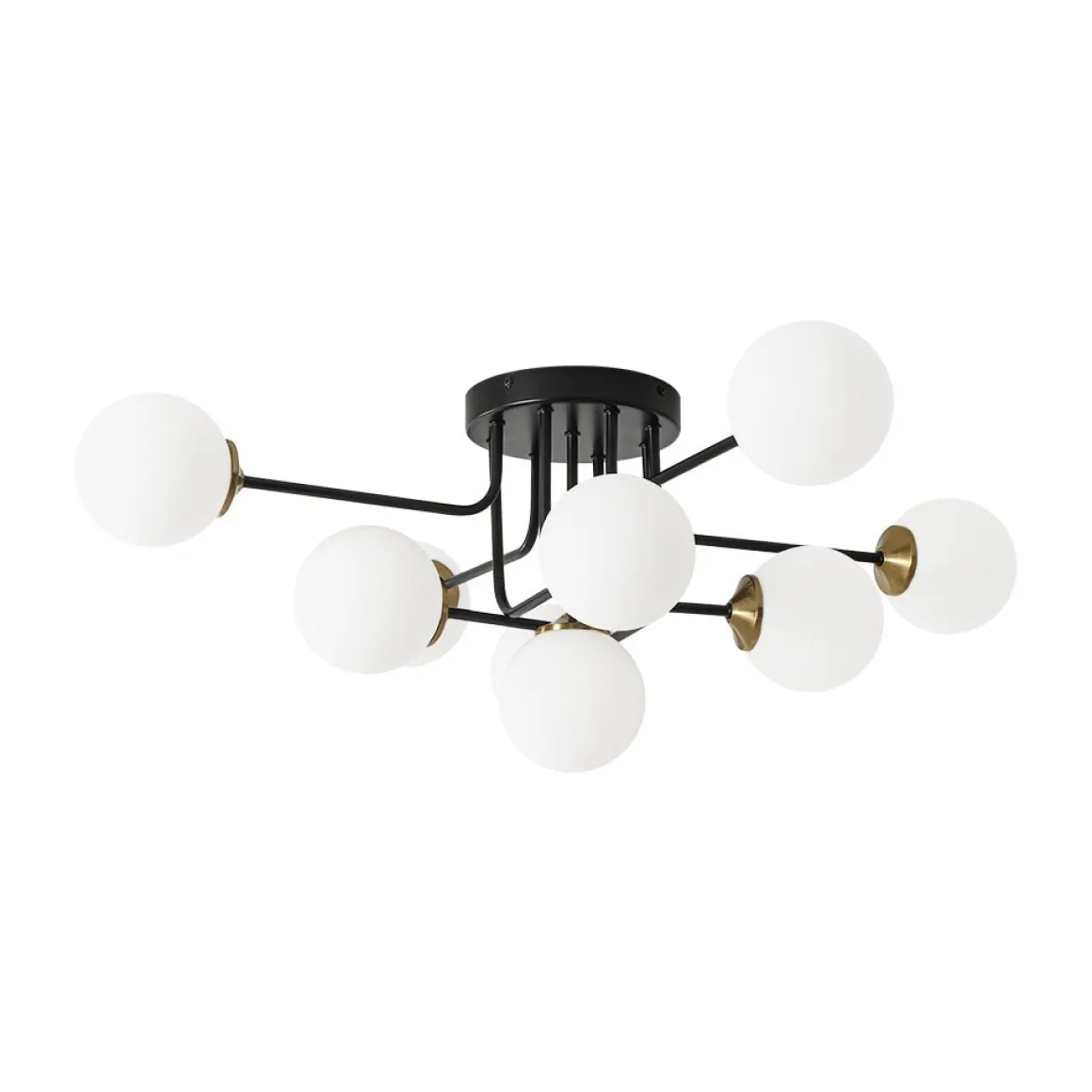 9-Light Opal Glass Bubble Sputnik Semi Flush Chandelier