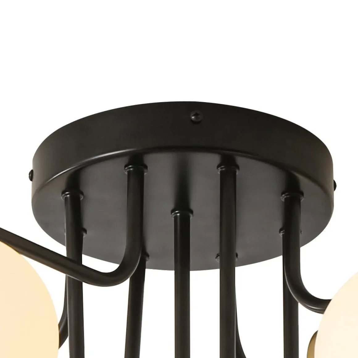9-Light Opal Glass Bubble Sputnik Semi Flush Chandelier