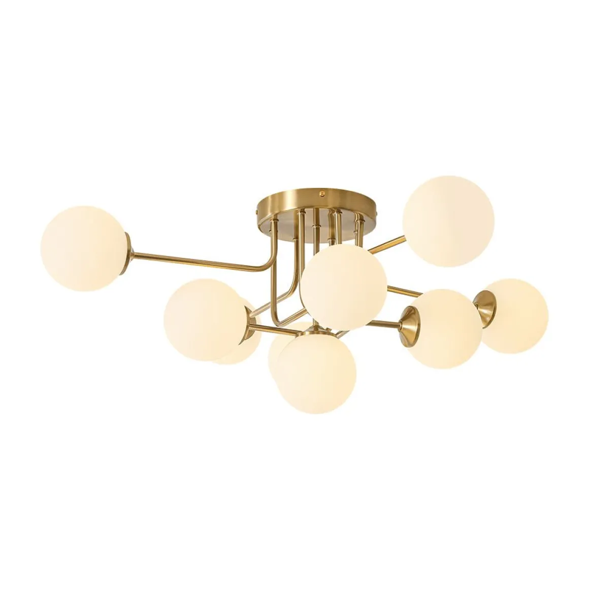 9-Light Opal Glass Bubble Sputnik Semi Flush Chandelier