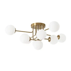 9-Light Opal Glass Bubble Sputnik Semi Flush Chandelier