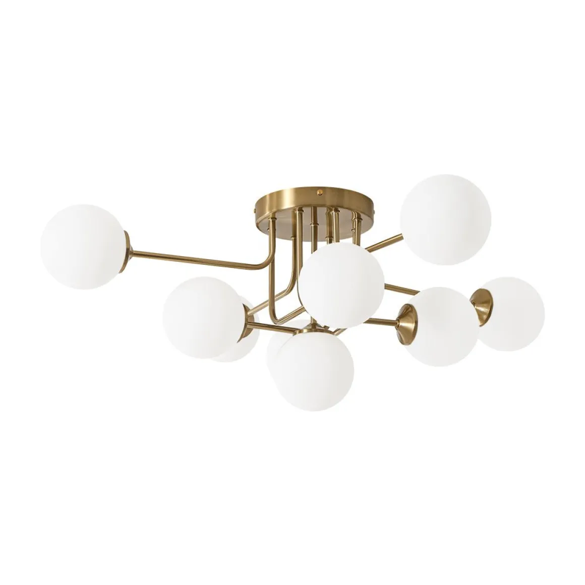 9-Light Opal Glass Bubble Sputnik Semi Flush Chandelier