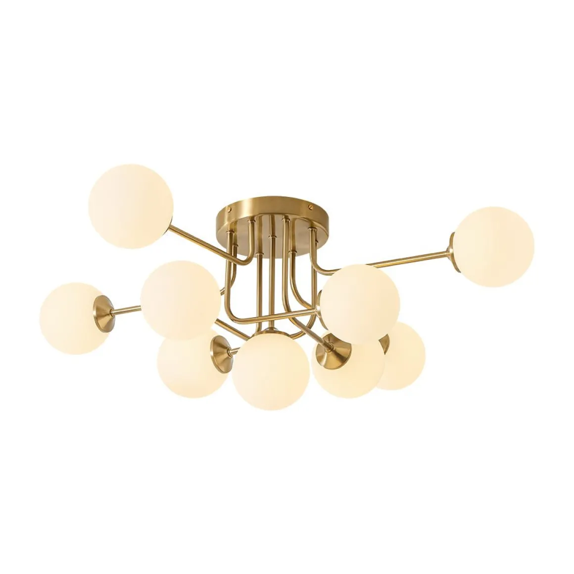 9-Light Opal Glass Bubble Sputnik Semi Flush Chandelier
