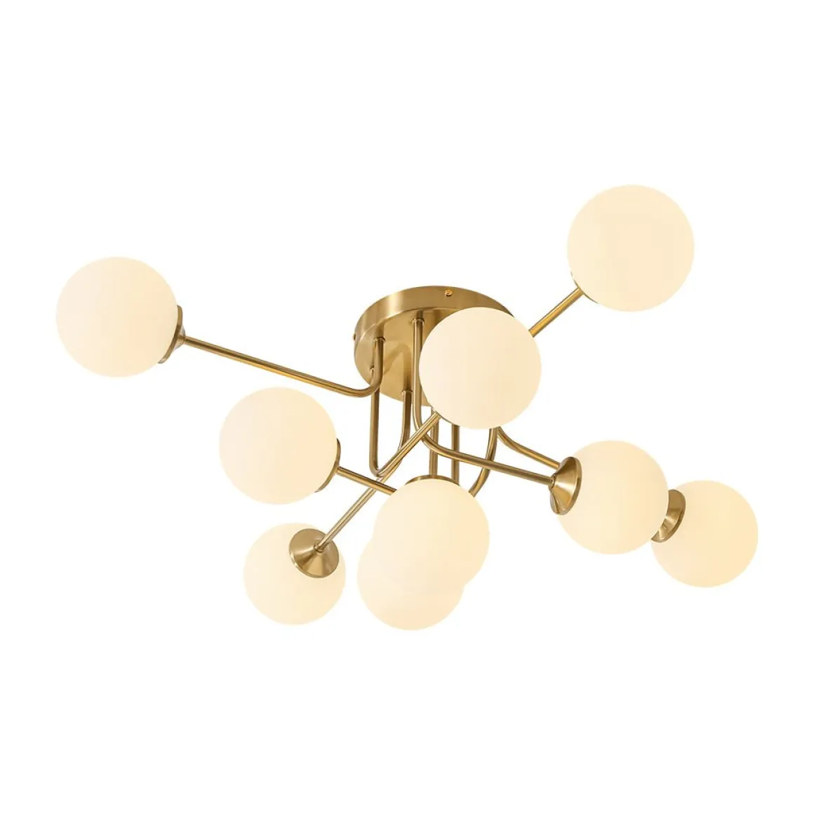 9-Light Opal Glass Bubble Sputnik Semi Flush Chandelier
