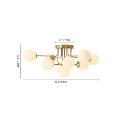9-Light Opal Glass Bubble Sputnik Semi Flush Chandelier