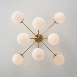 8-Light Opal Glass Bubble Sputnik Semi Flush Chandelier