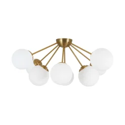 8-Light Opal Glass Bubble Sputnik Semi Flush Chandelier