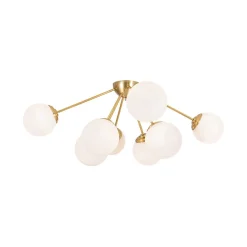 8-Light Opal Glass Bubble Sputnik Semi Flush Chandelier