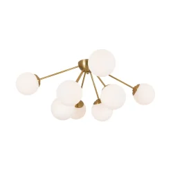 8-Light Opal Glass Bubble Sputnik Semi Flush Chandelier
