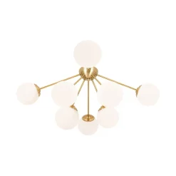 8-Light Opal Glass Bubble Sputnik Semi Flush Chandelier