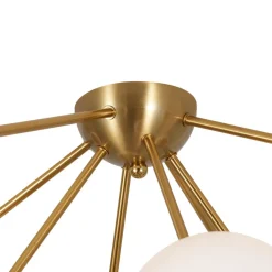 8-Light Opal Glass Bubble Sputnik Semi Flush Chandelier