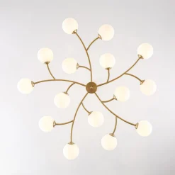 15-Light Opal Glass Globe Bubble Sputnik Branch Chandelier