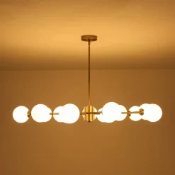 15-Light Opal Glass Globe Bubble Sputnik Branch Chandelier