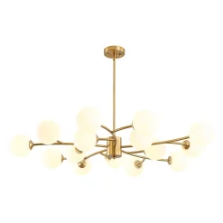 15-Light Opal Glass Globe Bubble Sputnik Branch Chandelier