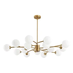 15-Light Opal Glass Globe Bubble Sputnik Branch Chandelier