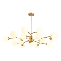 15-Light Opal Glass Globe Bubble Sputnik Branch Chandelier