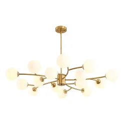15-Light Opal Glass Globe Bubble Sputnik Branch Chandelier