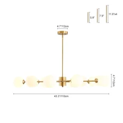15-Light Opal Glass Globe Bubble Sputnik Branch Chandelier
