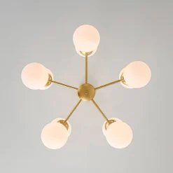 10-Light Opal Glass Globe Bubble Sputnik Branch Chandelier