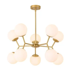 10-Light Opal Glass Globe Bubble Sputnik Branch Chandelier