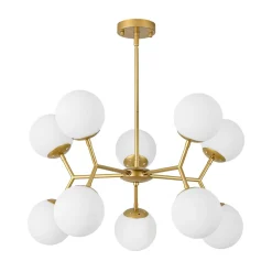 10-Light Opal Glass Globe Bubble Sputnik Branch Chandelier