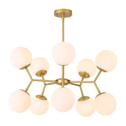 10-Light Opal Glass Globe Bubble Sputnik Branch Chandelier